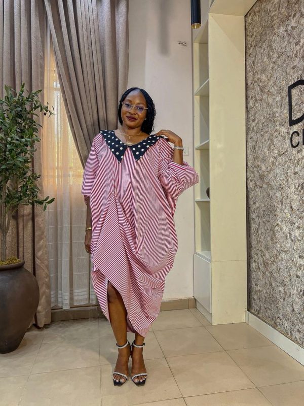Em Kaftan: Cotton Red Stripe and Polka Dot Dress